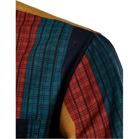 Mens Multicolor Vertical Stripe Short Sleeve Casual Button Up Shirt - Picture 5 of 6